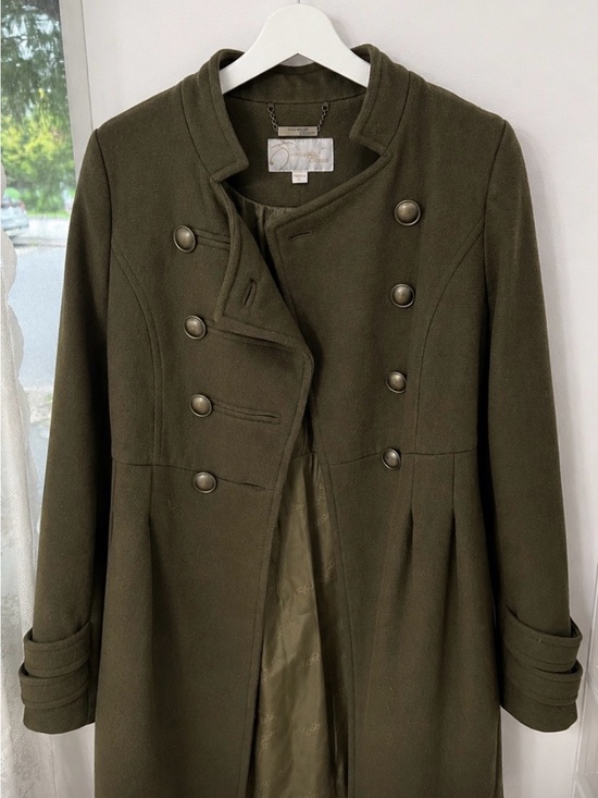 Jackets & Blazers - Double-Breasted Olive Pea Coat by Unknown Brand